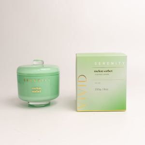 Home Fragrance Co Melon Sorbet Vivid Serenity Scented Candle 230g - soy wax candle coloured glass jar