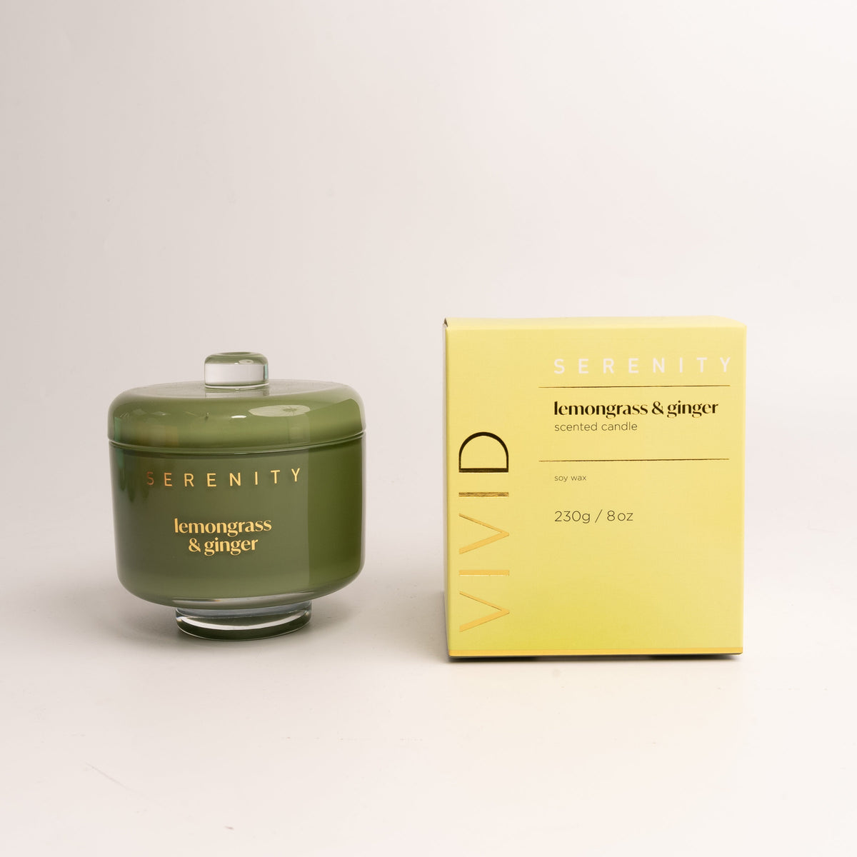 SKU SVV230LG Lemongrass and Ginger 230g soy candle bright herbal scent