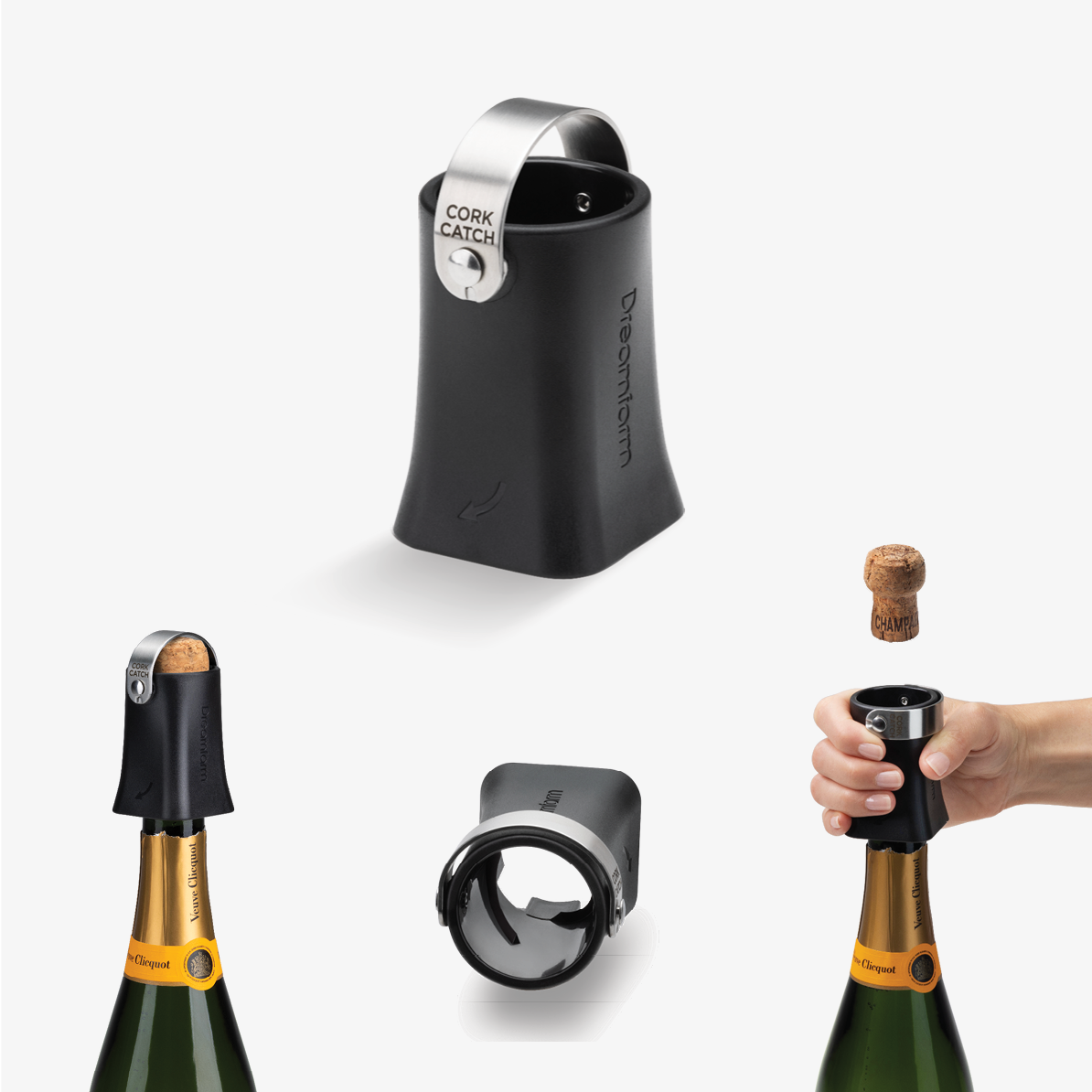 Dreamfarm Champop champagne cork remover, black