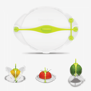 Dreamfarm Savel Clear + Green - reusable silicone food cover, product shot