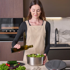 Zyliss Swift Dry Salad Spinner Large Stainless Steel lifestyle - fresh salad greens
