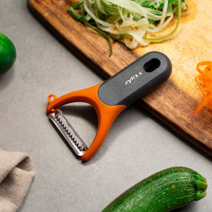 Zyliss Julienne Y Peeler lifestyle - vegetable prep on bench