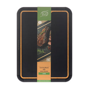 White Magic Eco Basics Carving Board with Juice Groove Black Large - packaging shot
