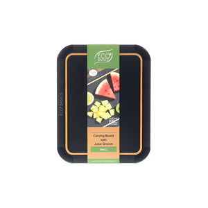 White Magic Eco Basics Carving Board with Juice Groove Black Small - packaging shot