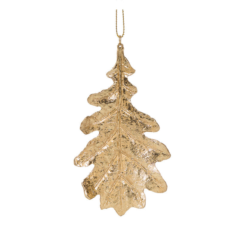 Holly & Ivy Gold Hanging Leaf Ornament Oak Leaf - Christmas tree decoration