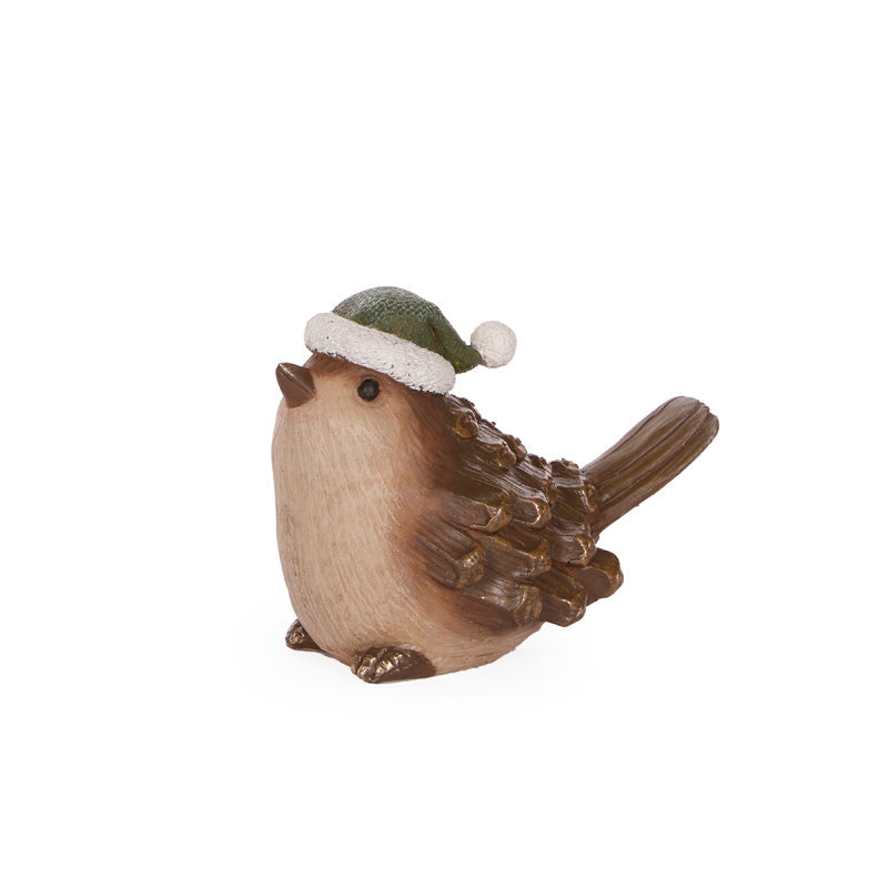 Holly & Ivy Woodland Wren Christmas Decoration with Hat - Christmas decoration