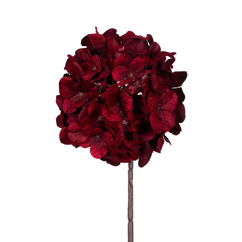 Holly & Ivy Deep Red Hydrangea Stem - Christmas decoration
