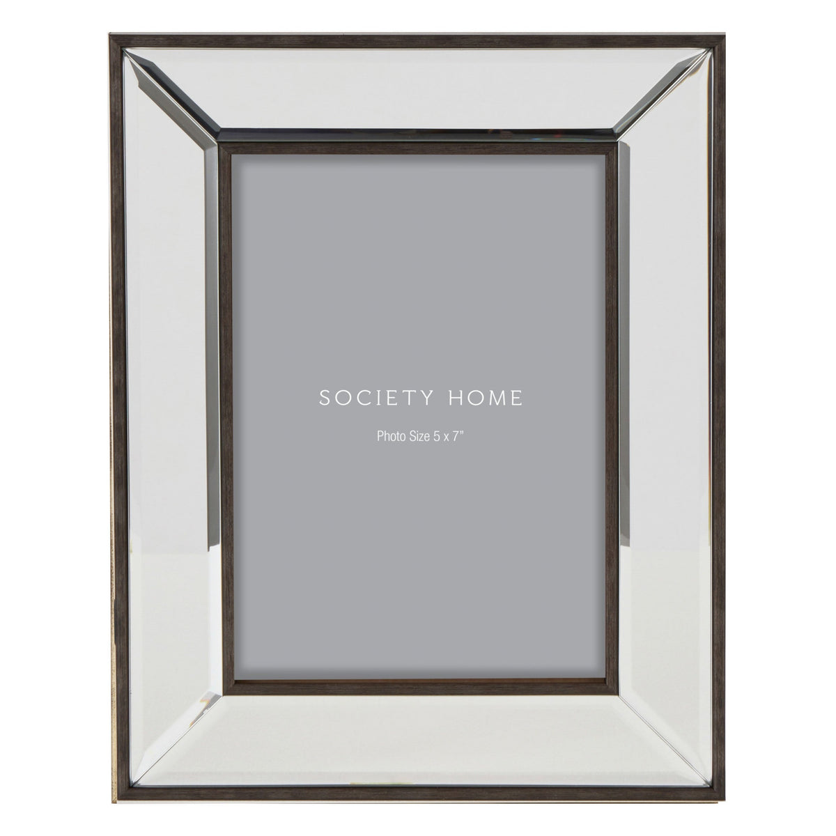 Society Home Amelia mirror photo frame black 5x7 — front view with 5x7 insert card