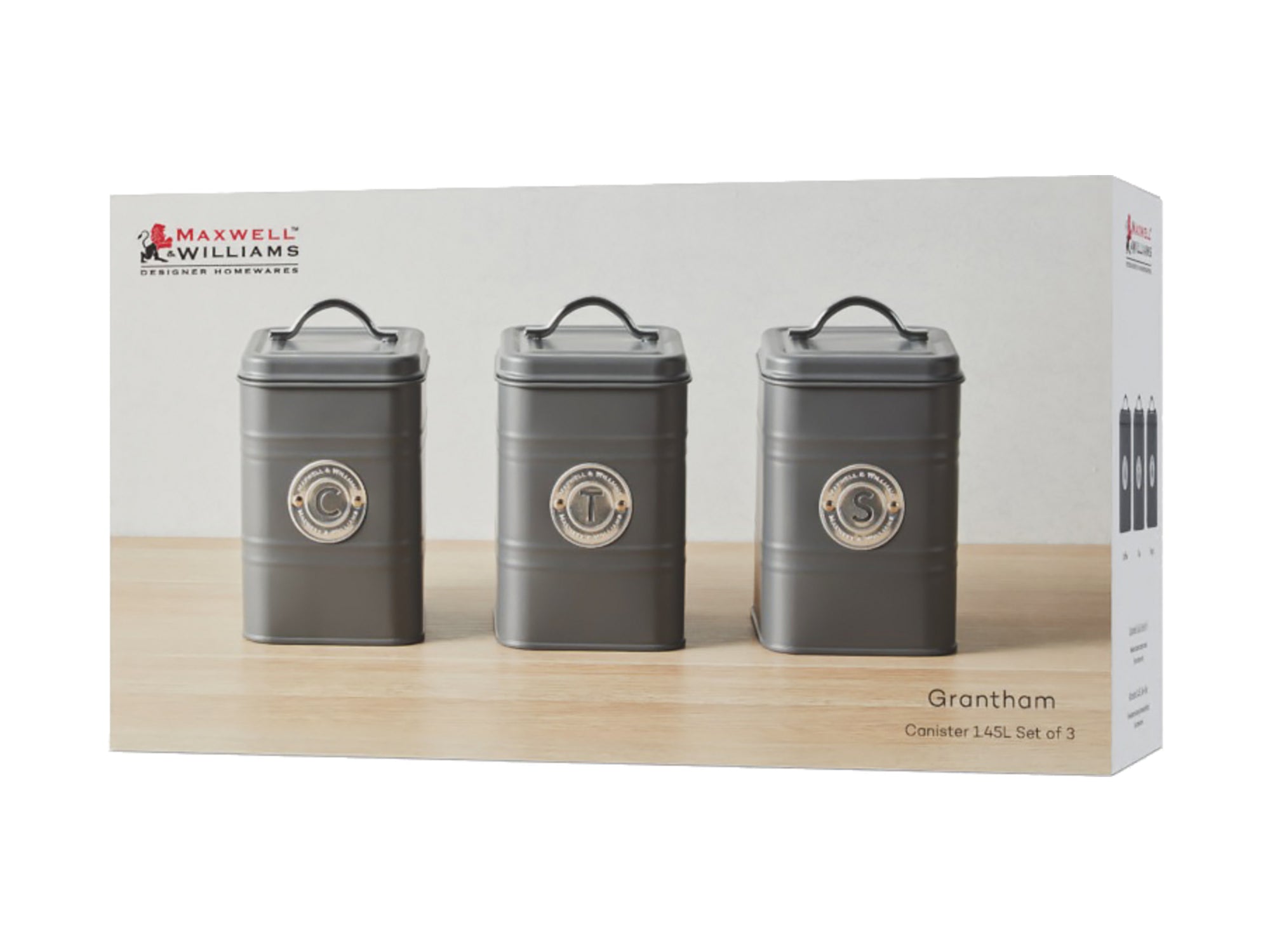 Canister set of 3 Grantham- Charcoal