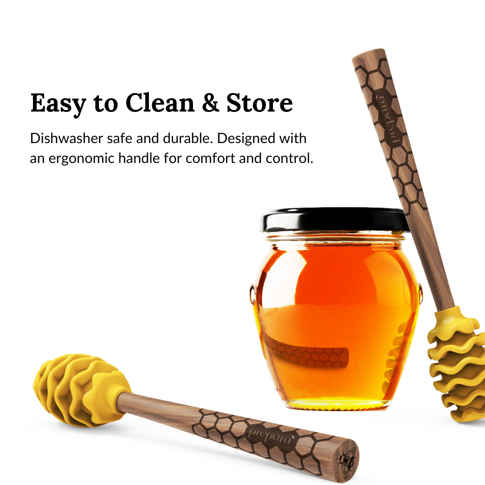 Prepara honey dipper in use — drizzling honey over food