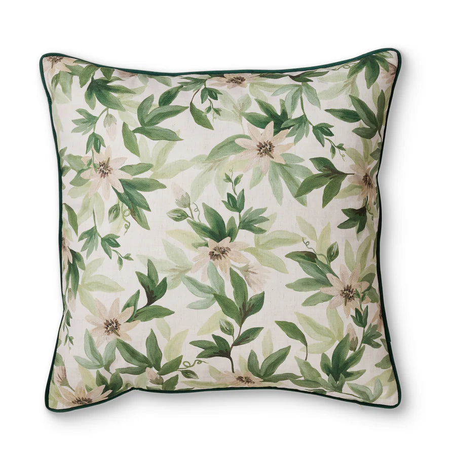 Madras Link Passion Vine Floral Cushion 55cm - botanical chenille cushion