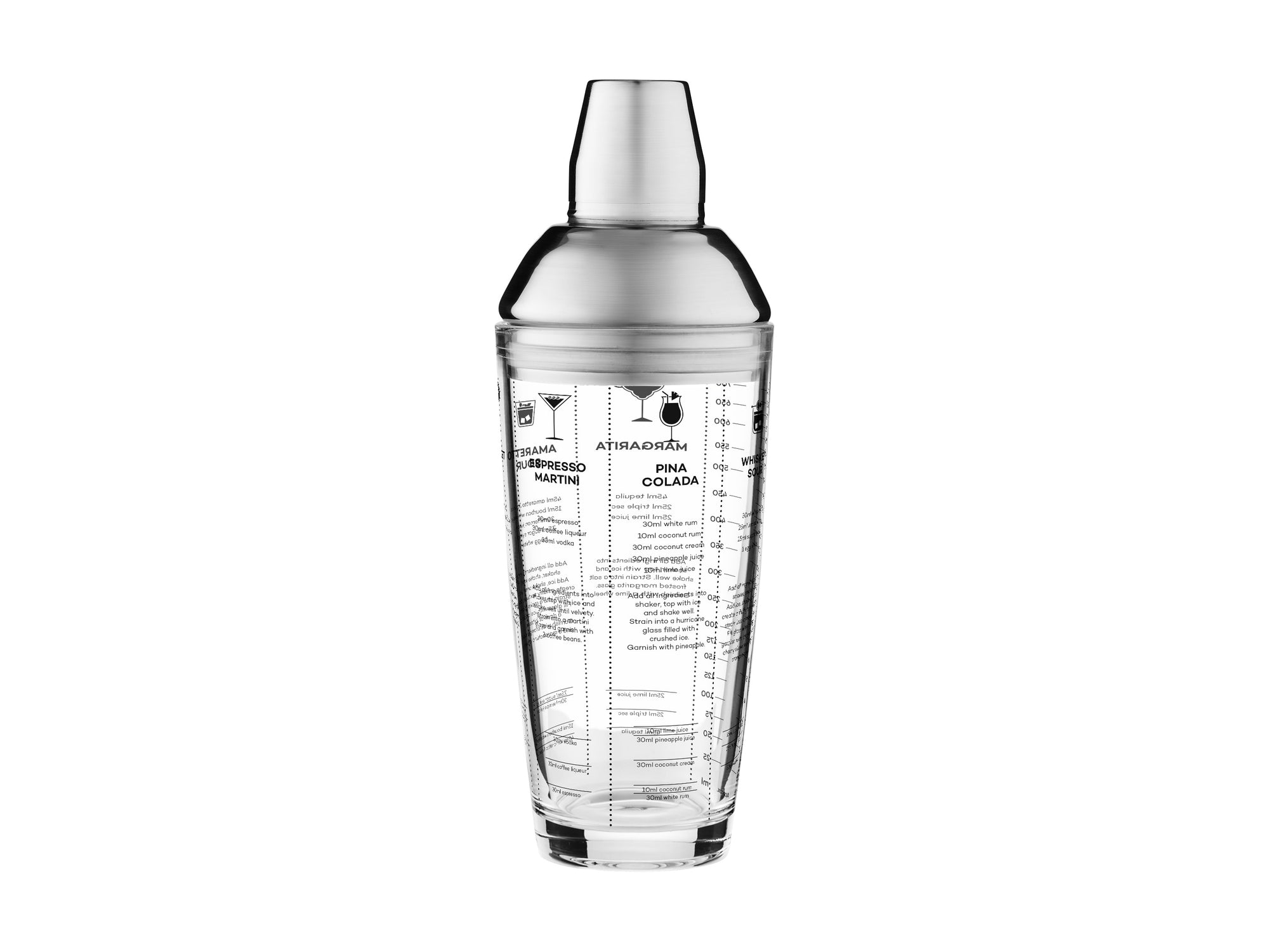 Cocktail & Co Glass Cocktail Recipe Shaker 680ML