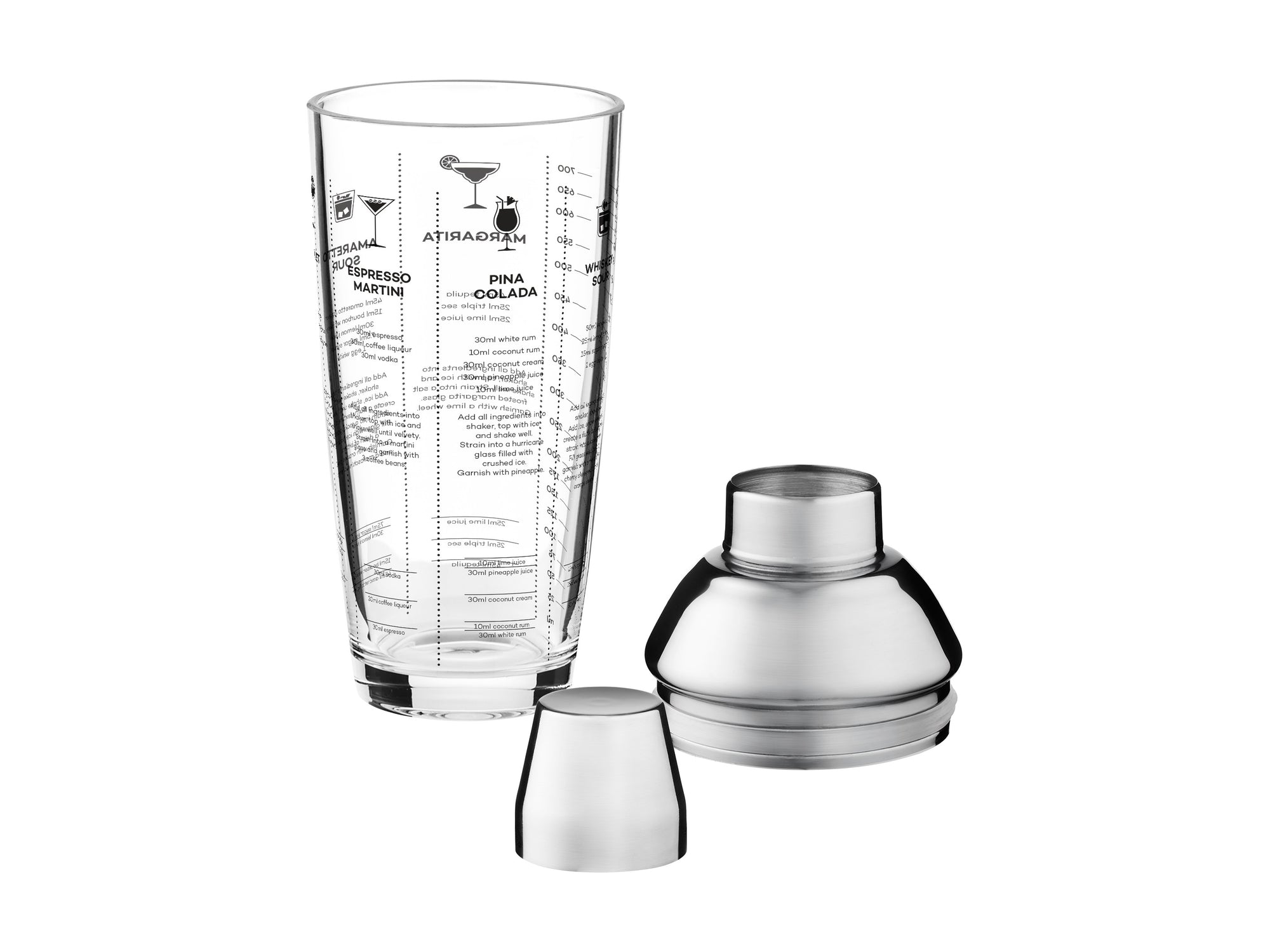 Cocktail & Co Glass Cocktail Recipe Shaker 680ML