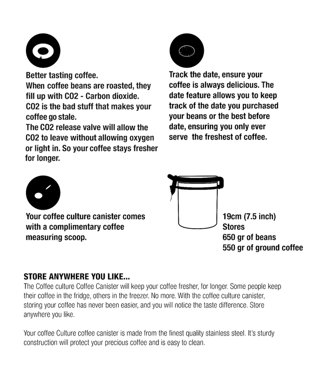 Large Stainless Steel Coffee Canister - Coffee Culture