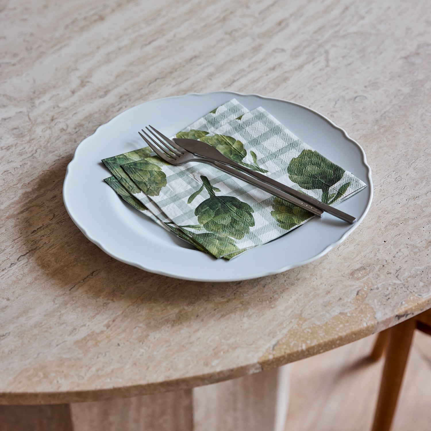 Madras Link Artichoke Paper Napkin Set of 20 - table styling shot