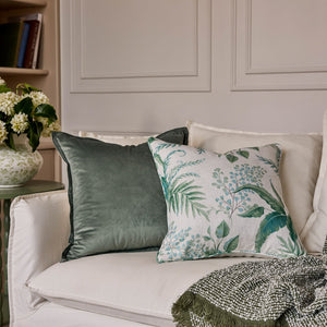 Madras Link Fern Blue Green Cushion 50cm - lifestyle styling shot