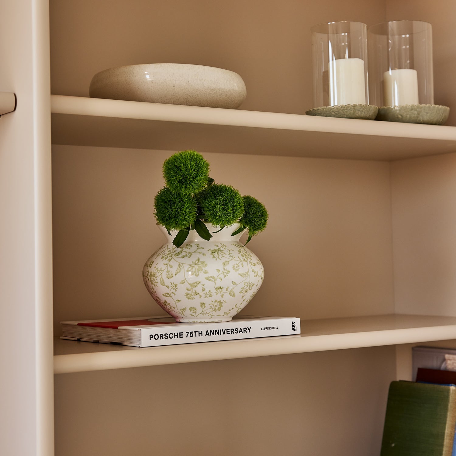 Madras Link Arles Green Stamped Vase - styled on a dining table