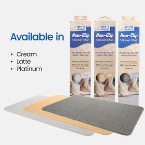 Non-Slip Shower Mat – White Magic, available in Cream, Latte and Platinum
