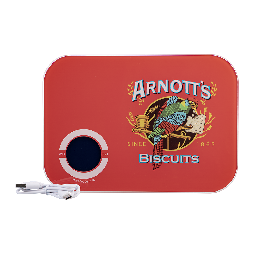 Rojo Arnott's Rechargeable Digital Kitchen Scale 10kg Red - USB-C kitchen scale
