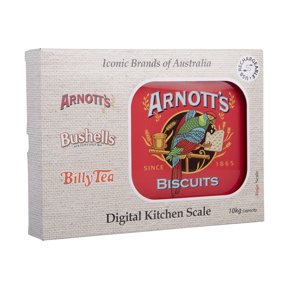 Rojo Arnott's Rechargeable Digital Kitchen Scale 10kg Red - USB-C kitchen scale
