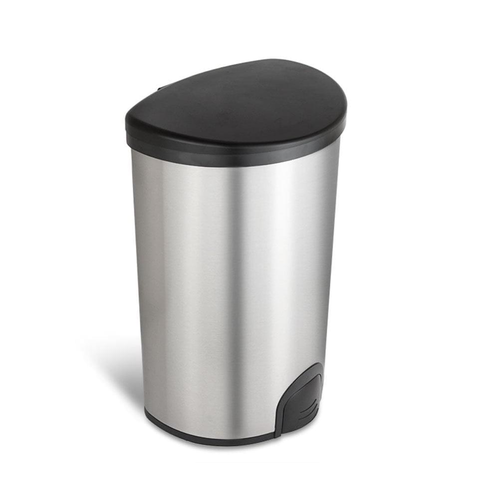 White Magic Smart Bin 50L Toe Tap Rubbish Bin side view - half-round kitchen bin