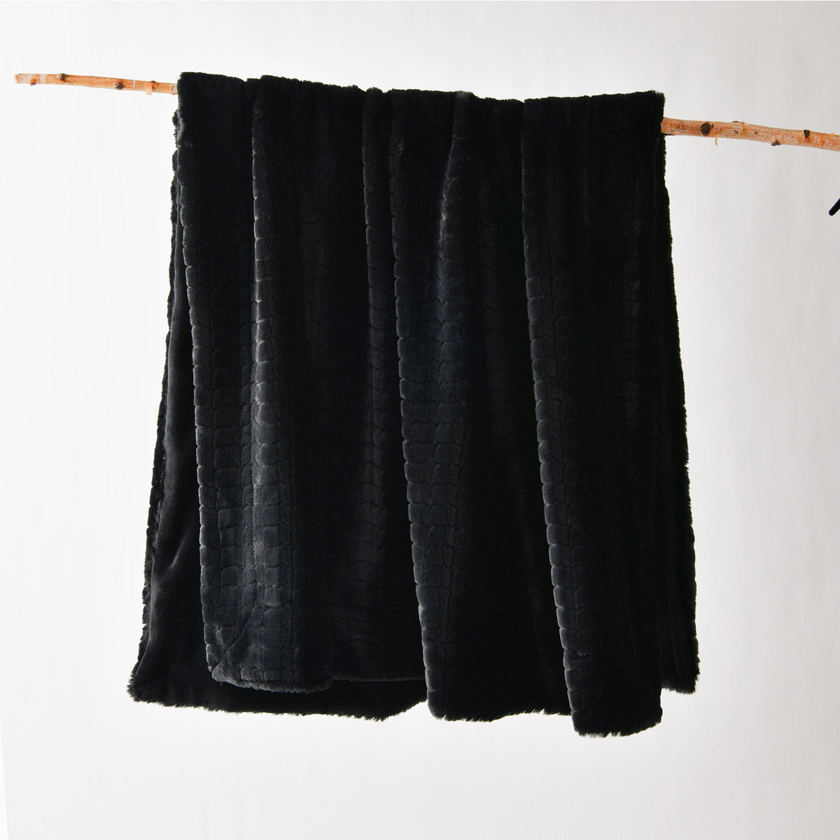 Bianca Tambar Throw Rug 130x170cm Black - faux fur throw product shot
