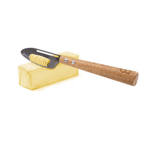 Prepara butter knife acacia wood handle — micro-perforated cold butter spreader