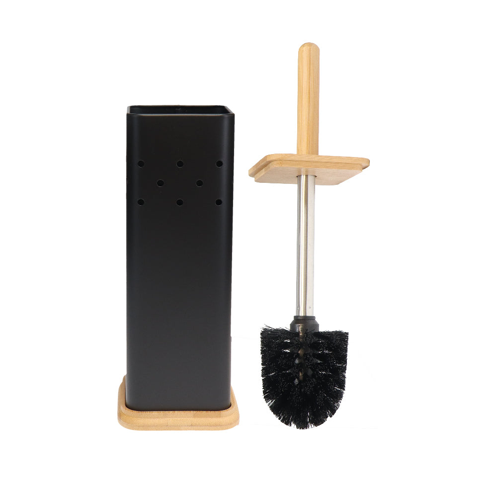 White Magic Eco Basics Square Toilet Brush Set Black alternate angle