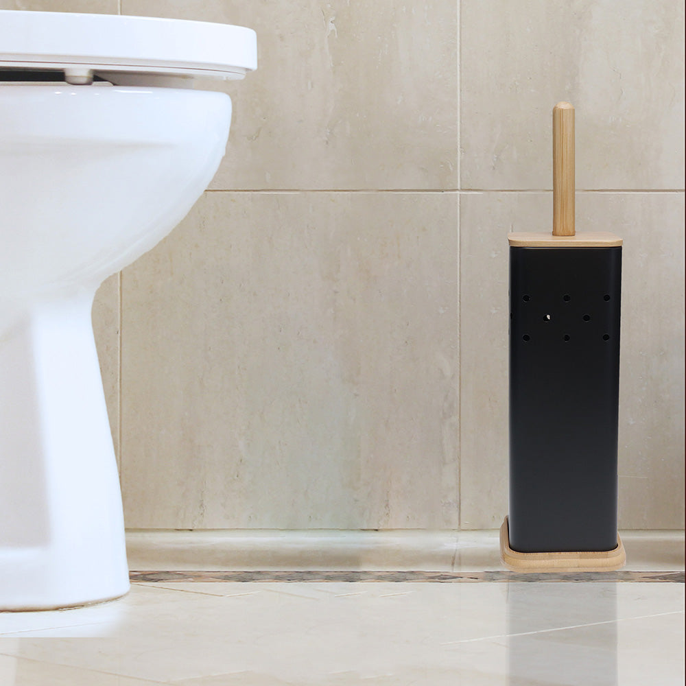 White Magic Eco Basics Square Toilet Brush Set Black bathroom lifestyle