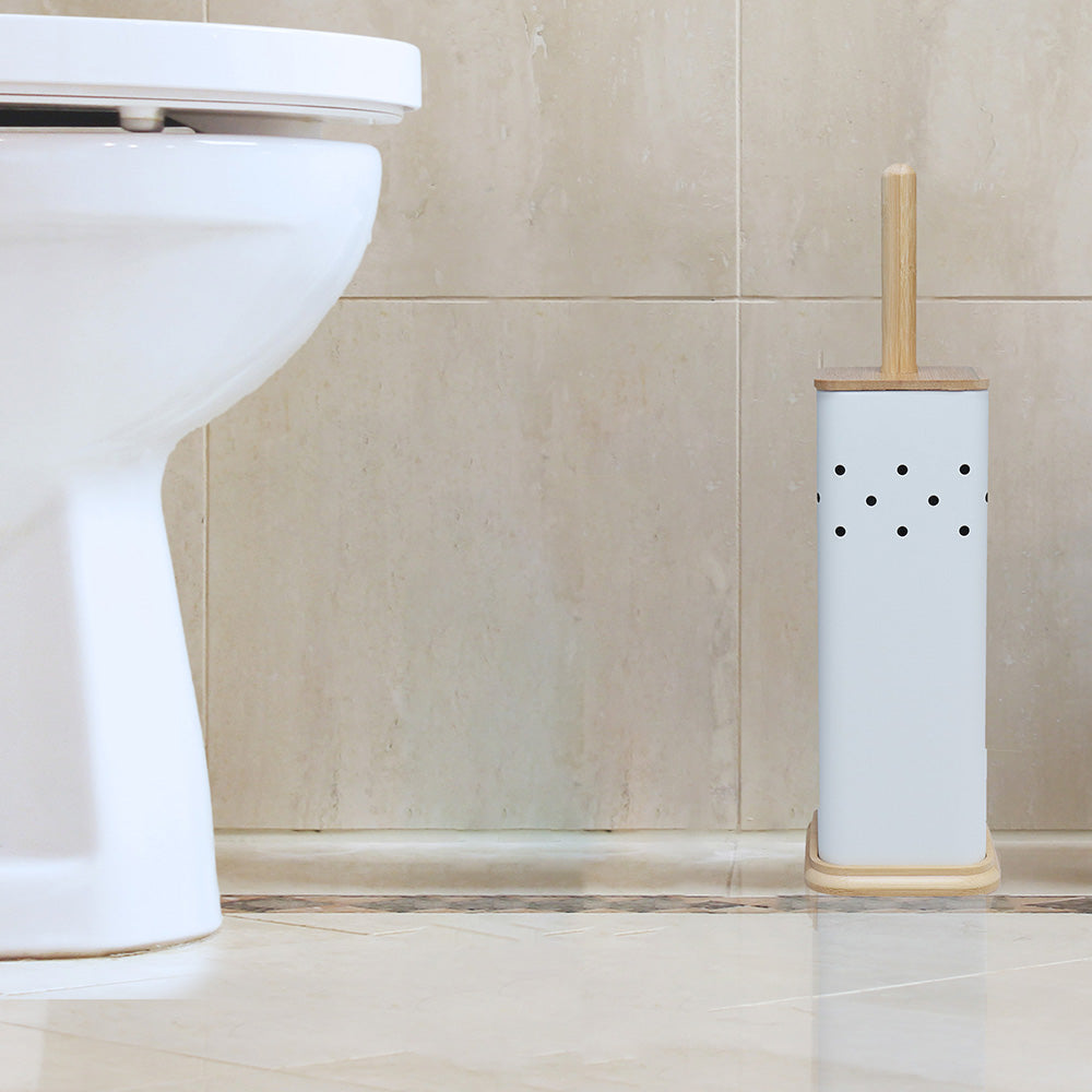 Eco Basics Square Toilet Brush Set – White