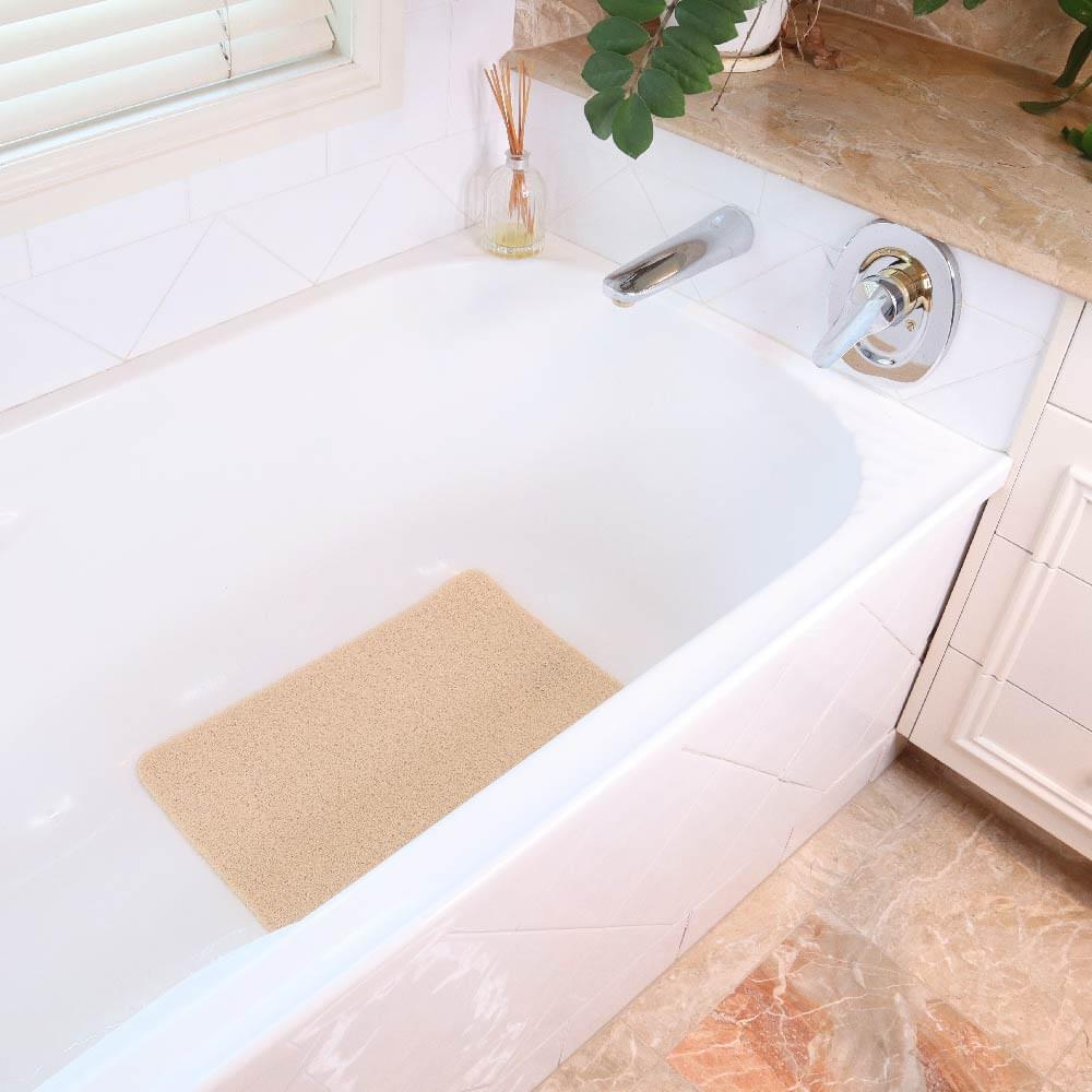 Non-Slip Shower Mat, Latte – White Magic, in a bathtub