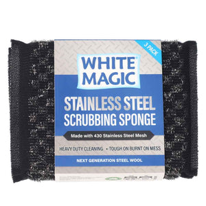 White Magic Stainless Steel Scrubbing Sponge 3 Pack - stainless steel scrubbing sponge