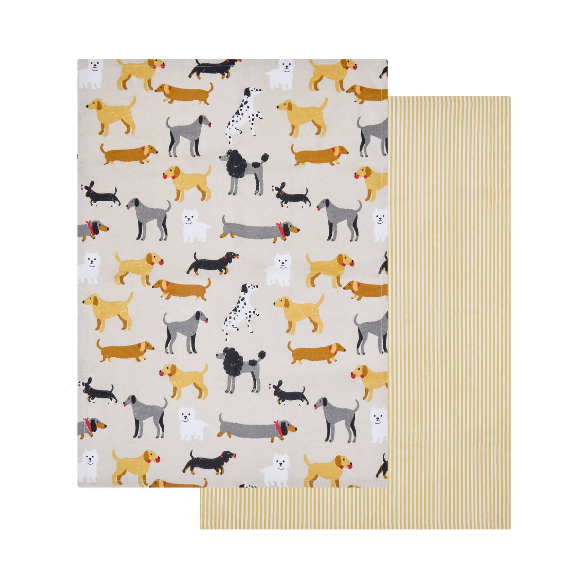 Davis & Waddell Pawwfect Dog Print Tea Towel Set of 2 - cotton tea towels