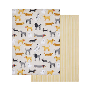 Davis & Waddell Pawwfect Dog Print Tea Towel Set of 2 - cotton tea towels