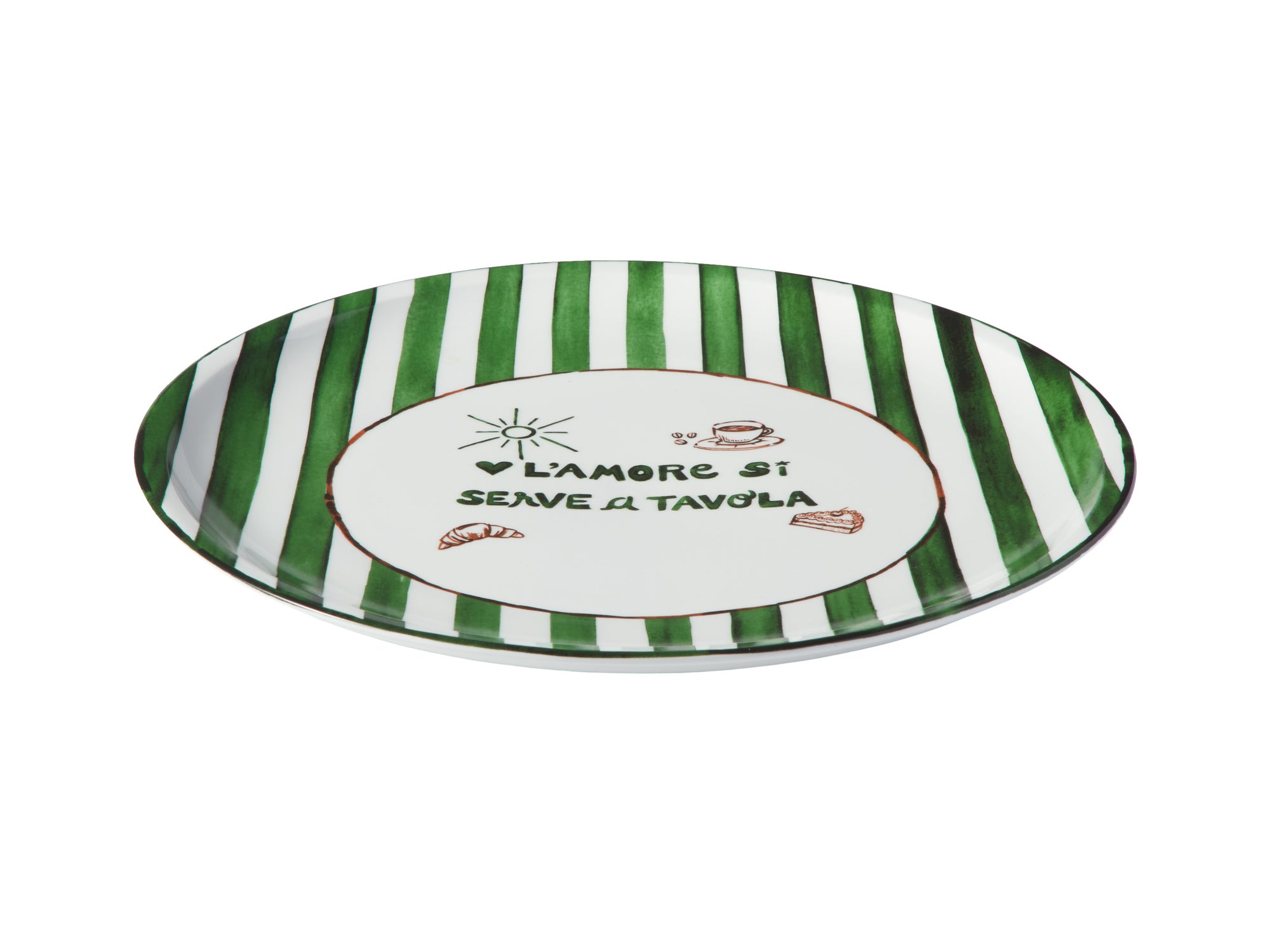 Aperitivo Club Dolce coupe serving platter 33cm, angled view – Casa Domani