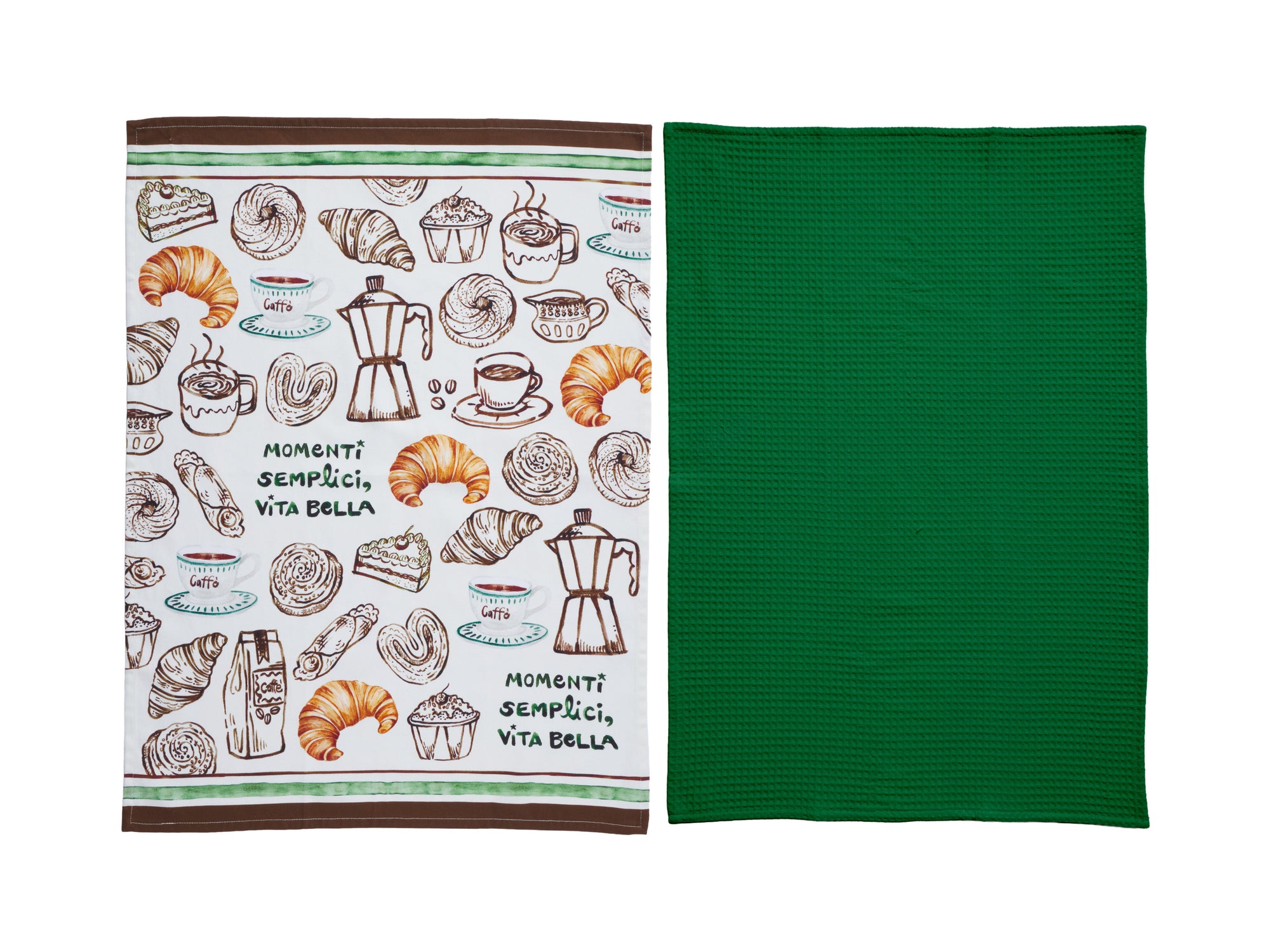 Aperitivo Club Dolce tea towel set of 2 in assorted antique green, both designs – Casa Domani