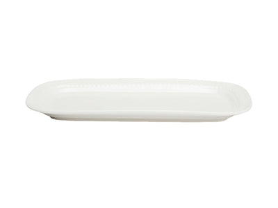 Casa Domani Cordone Rectangular Platter 28.5x14.5cm White - angled view