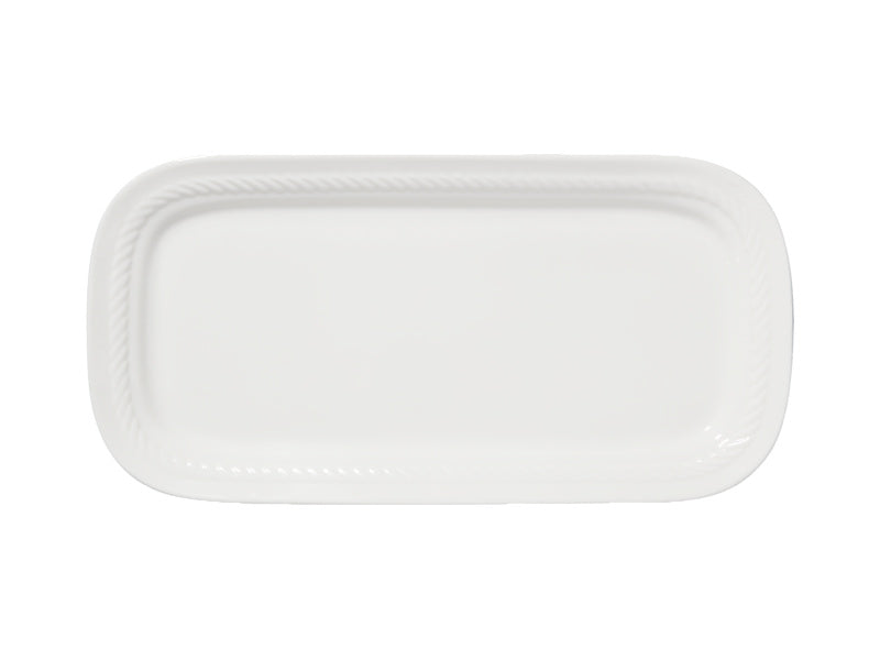 Casa Domani Cordone Rectangular Platter 28.5x14.5cm White - porcelain serving platter