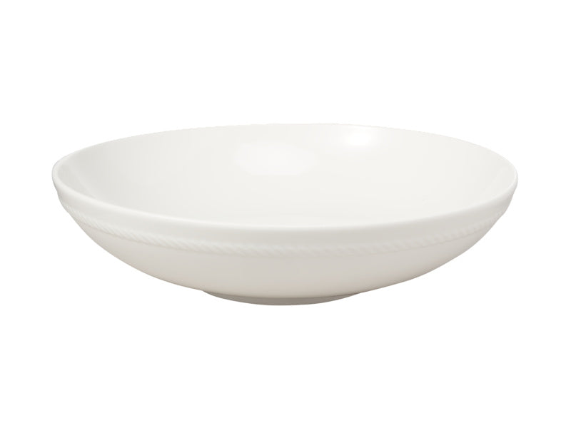 Casa Domani Cordone Coupe Serving Bowl 28x7cm White - angled view