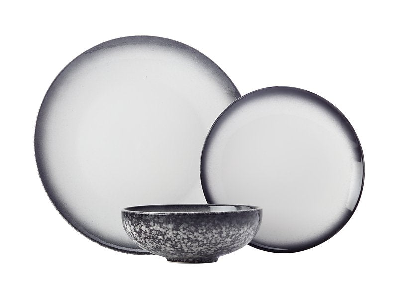 SKU AX0272 Maxwell & Williams Caviar Granite Dinner Set Reactive Glaze 12-Piece