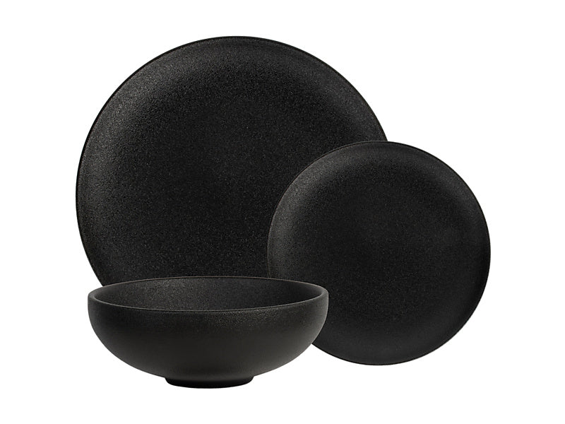 SKU AX0523 Maxwell & Williams Caviar Black Dinner Set Textured Glaze 12-Piece