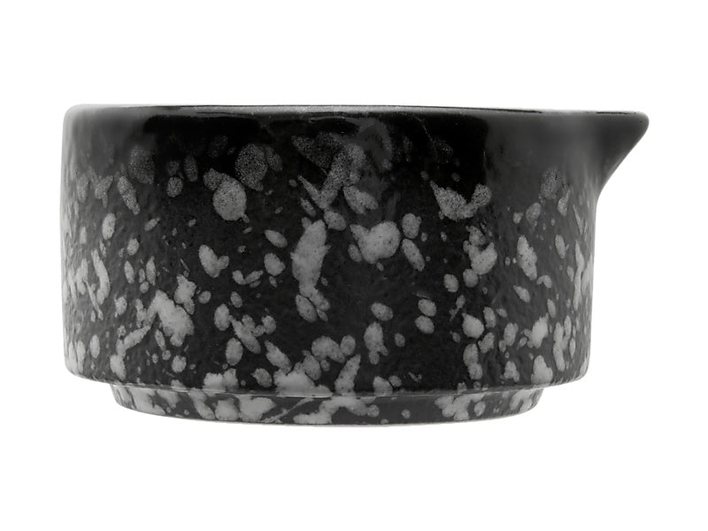 Maxwell & Williams Caviar Granite Sauce Dish/Pourer 80mL Black & White angle view - porcelain tableware