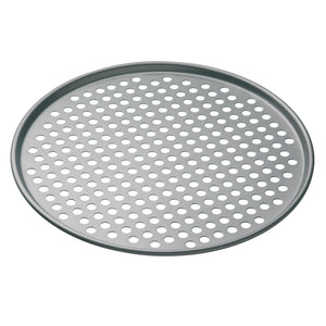 MasterCraft Round Pizza Crisper 32cm Non-Stick - carbon steel pan with aerating holes