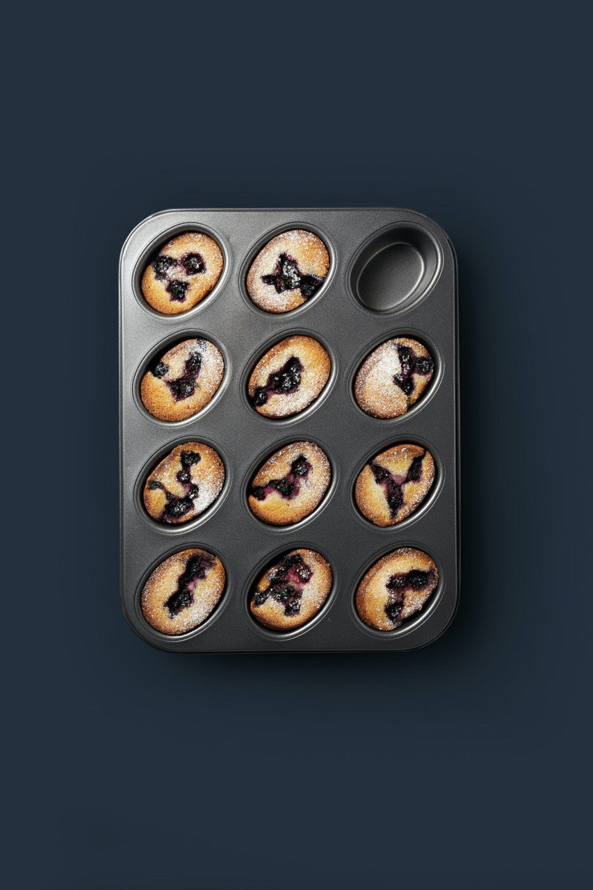 MasterCraft Heavy Base Friand Pan 12 Cup - Professional Nonstick 26.5x35.5cm