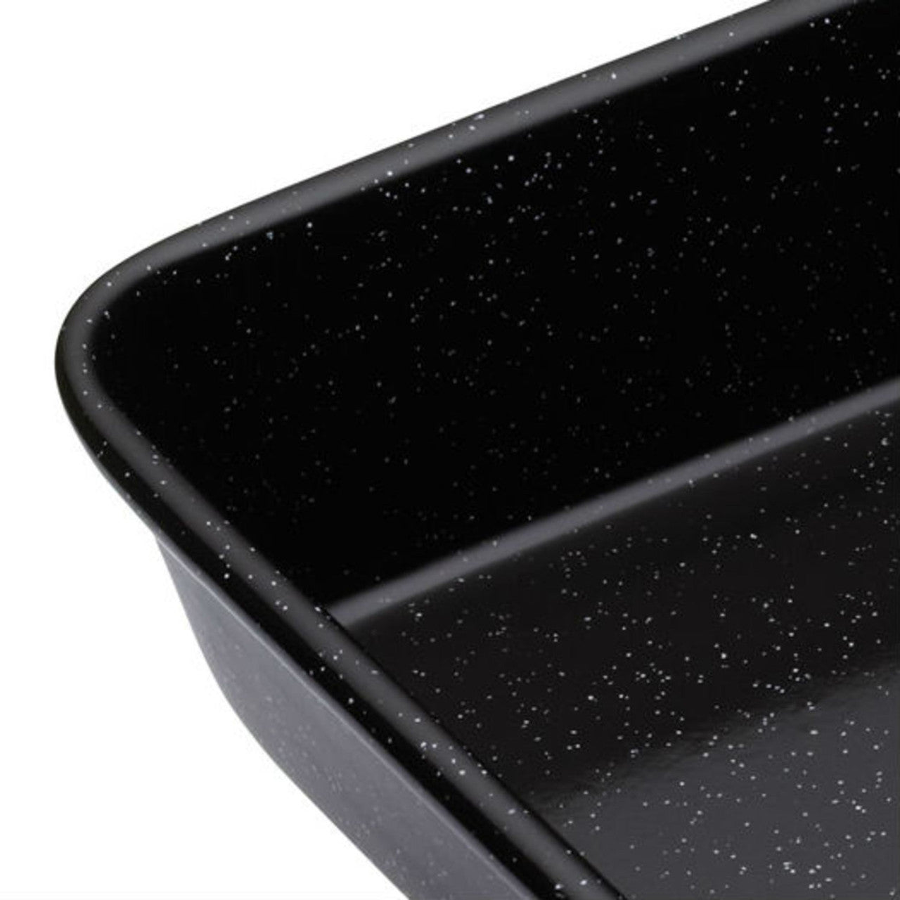 Mastercraft Vitreous Enamel Roasting Pan 34x26x7cm - angled view showing depth