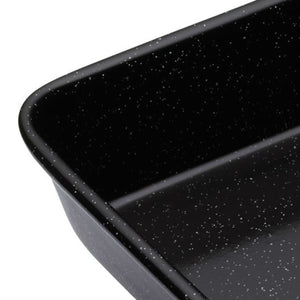Mastercraft Vitreous Enamel Roasting Pan 34x26x7cm - angled view showing depth