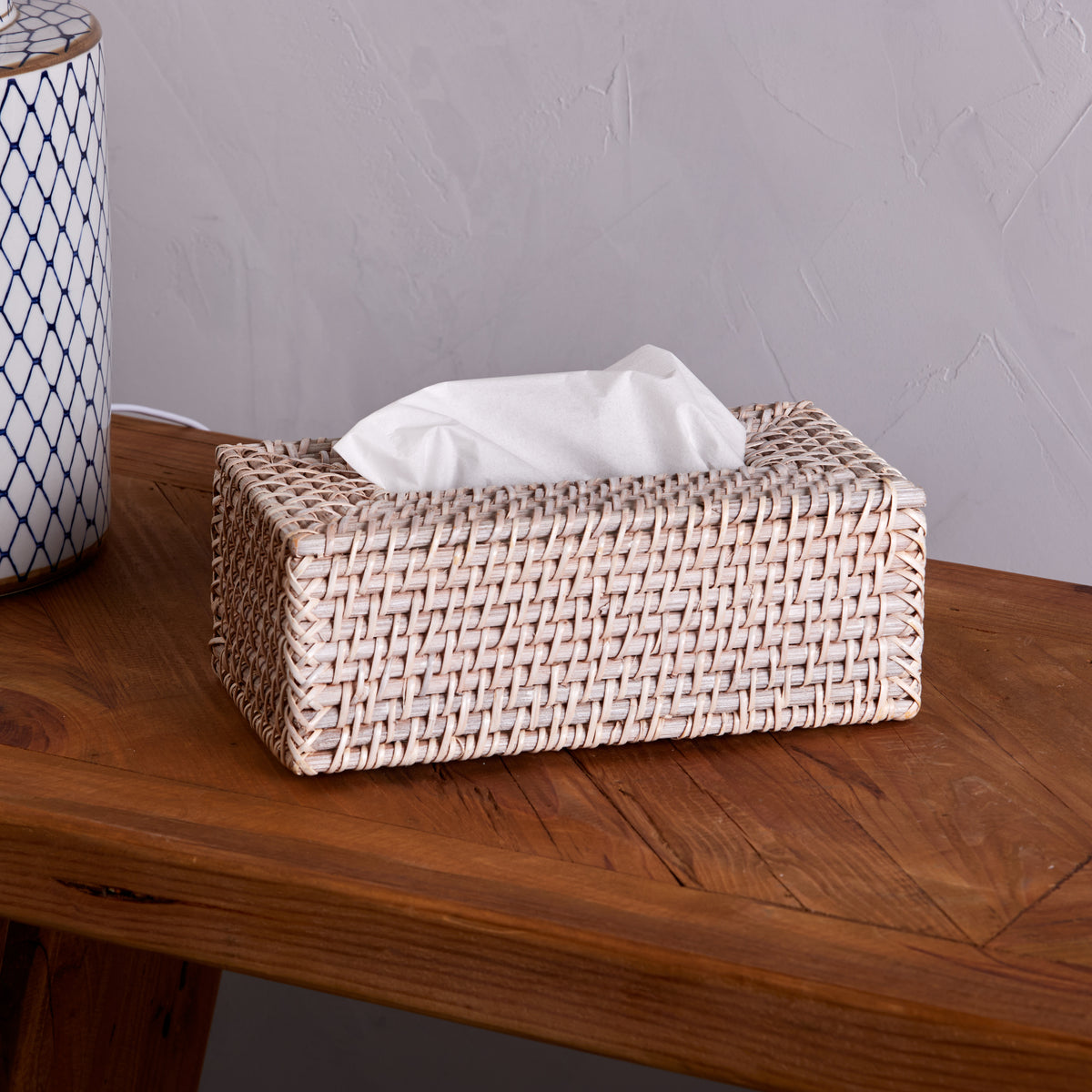 South Hampton white tissue box cover - Hamptons bathroom accessory - view 2