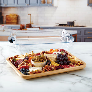 Farberware Bamboo Serving Board - card insert slot detail