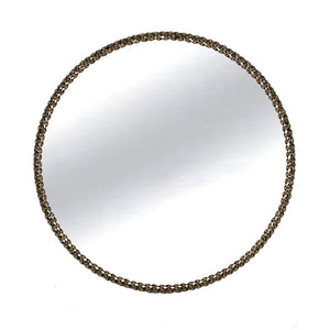 Celeste round metal mirror 90cm with braided gold frame