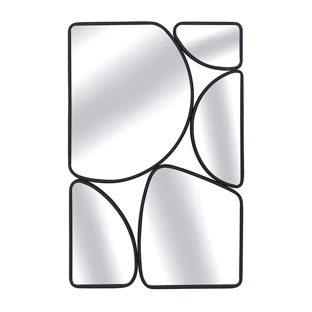Chiara asymmetrical multi-panel black metal mirror 69x100cm